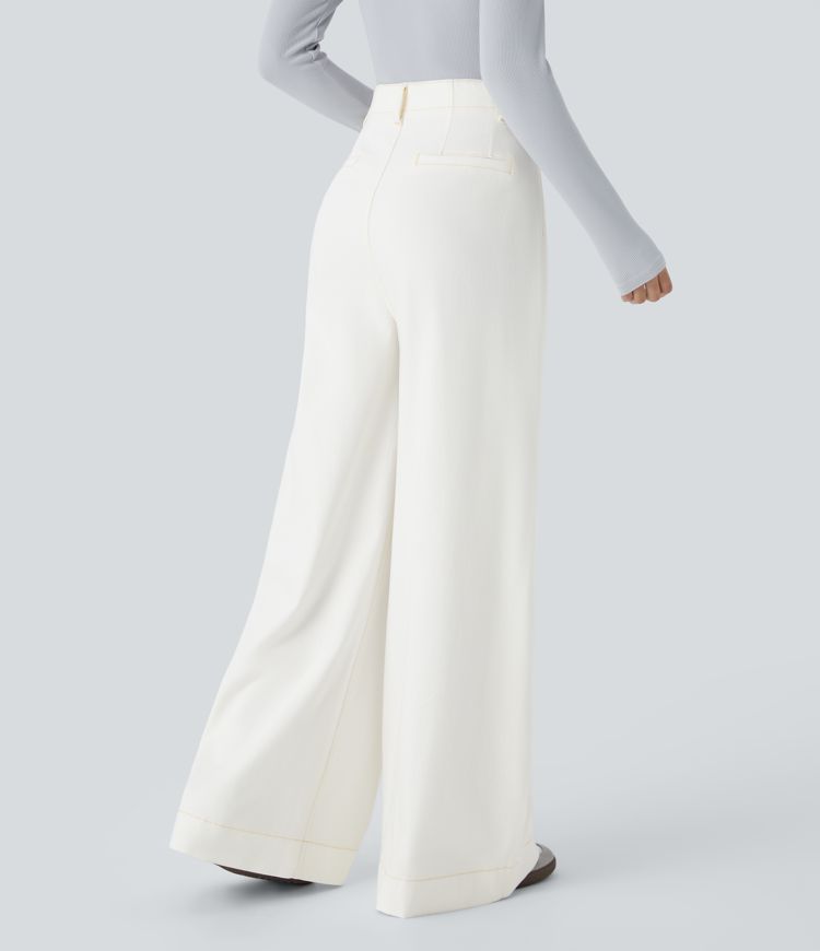 Halara Flex™ High Waisted Pockets Washed Casual Wide Leg Jeans