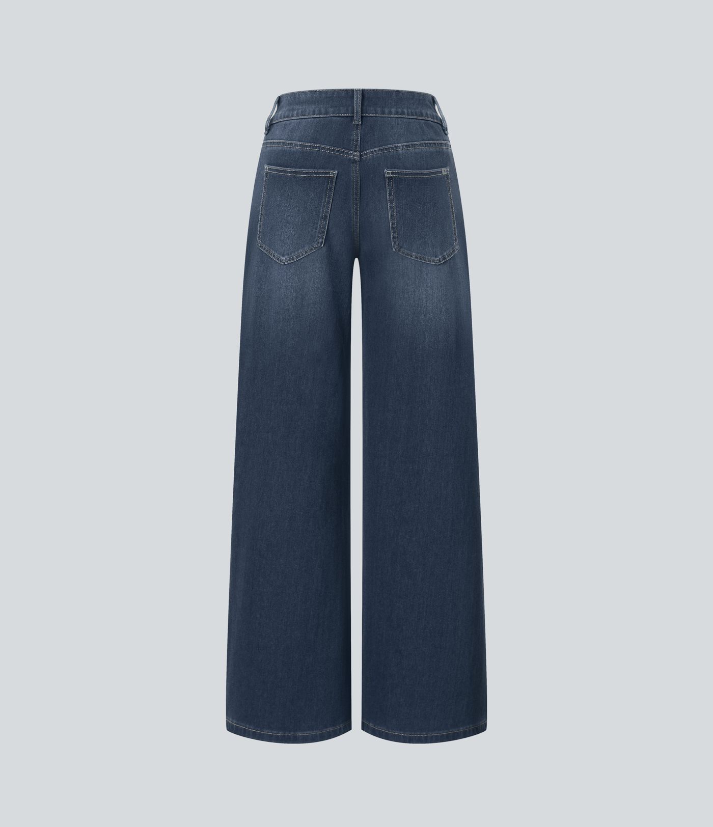 Halara Flex™ Asymmetric Low Rise Zipper Pockets Baggy Wide Leg Washed Casual Jeans