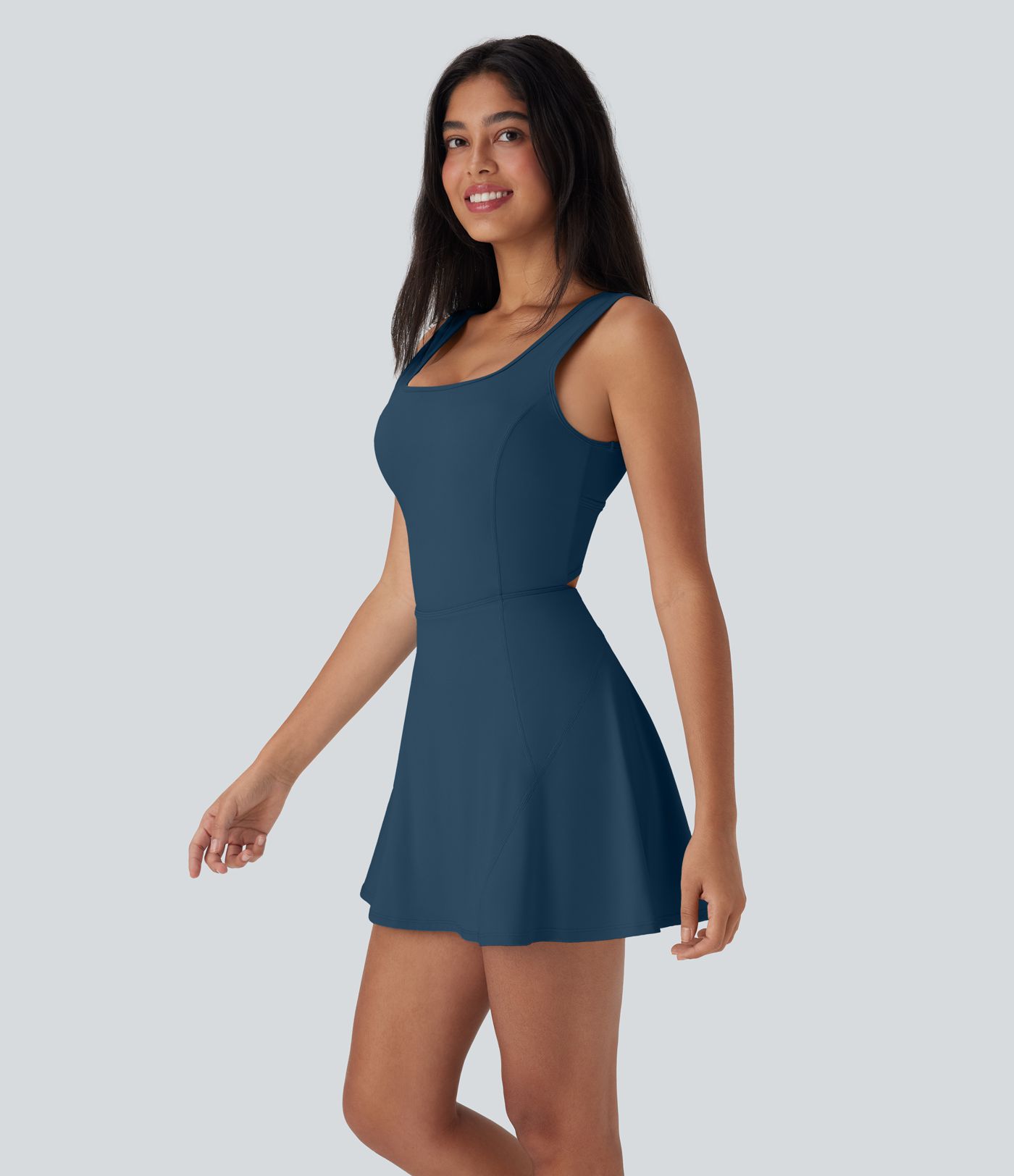 SoftlyZero™ Airy U Neck 2-in-1 Pocket Mini Cool Touch Dance Active Dress-Easy Peezy