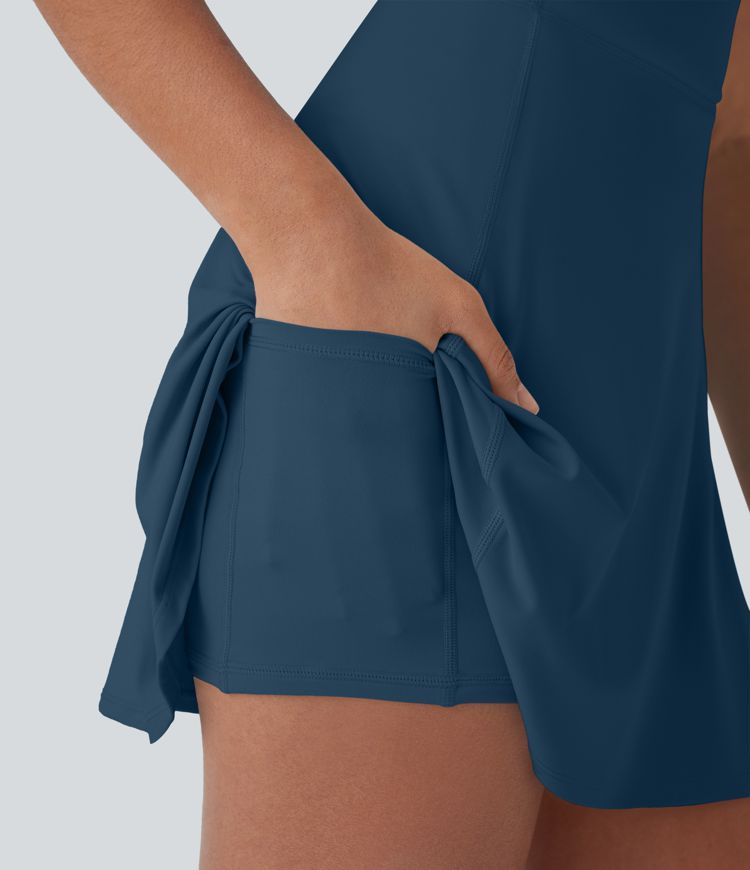 SoftlyZero™ Airy U Neck 2-in-1 Pocket Mini Cool Touch Dance Active Dress-Easy Peezy