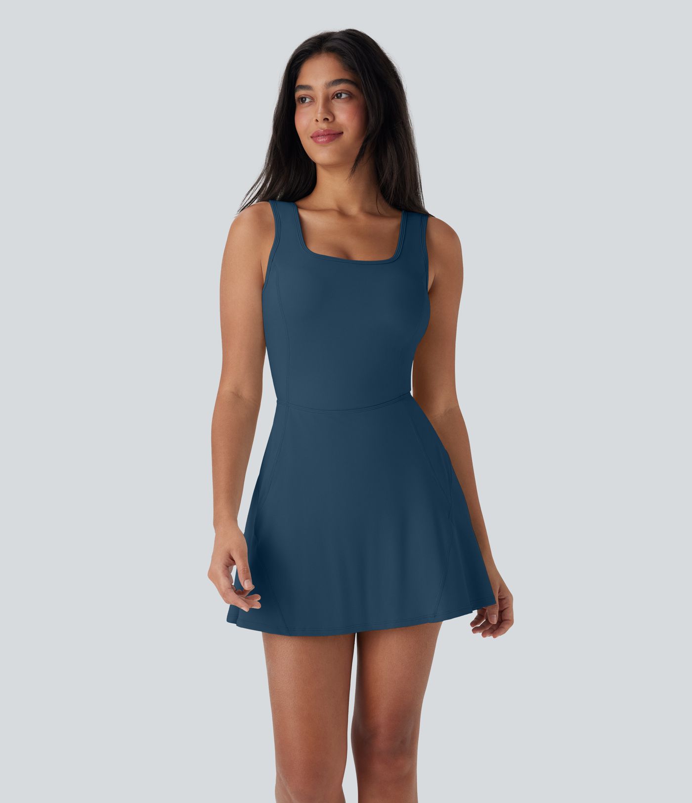 SoftlyZero™ Airy U Neck 2-in-1 Pocket Mini Cool Touch Dance Active Dress-Easy Peezy