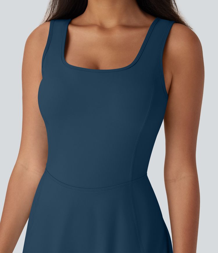 SoftlyZero™ Airy U Neck 2-in-1 Pocket Mini Cool Touch Dance Active Dress-Easy Peezy