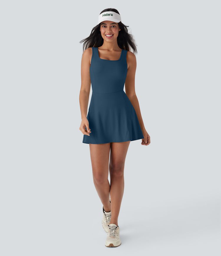 SoftlyZero™ Airy U Neck 2-in-1 Pocket Mini Cool Touch Dance Active Dress-Easy Peezy