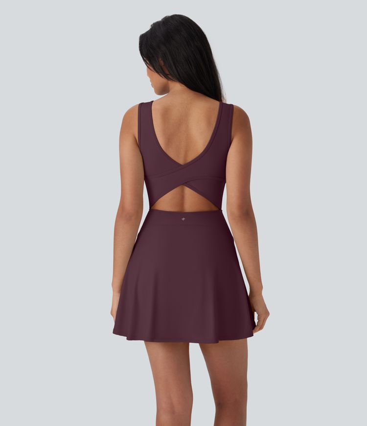 SoftlyZero™ Airy U Neck 2-in-1 Pocket Mini Cool Touch Dance Active Dress-Easy Peezy