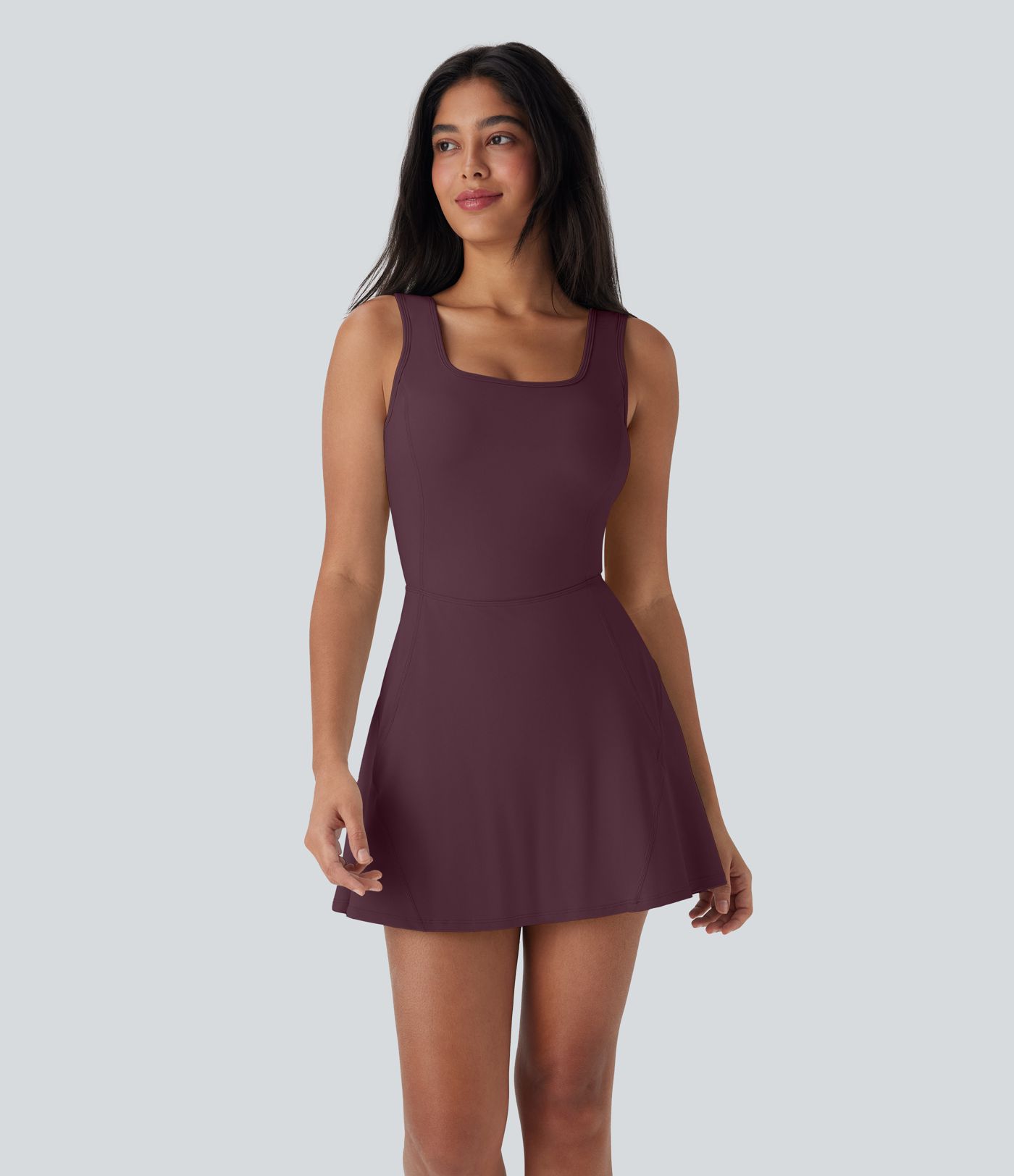 SoftlyZero™ Airy U Neck 2-in-1 Pocket Mini Cool Touch Dance Active Dress-Easy Peezy