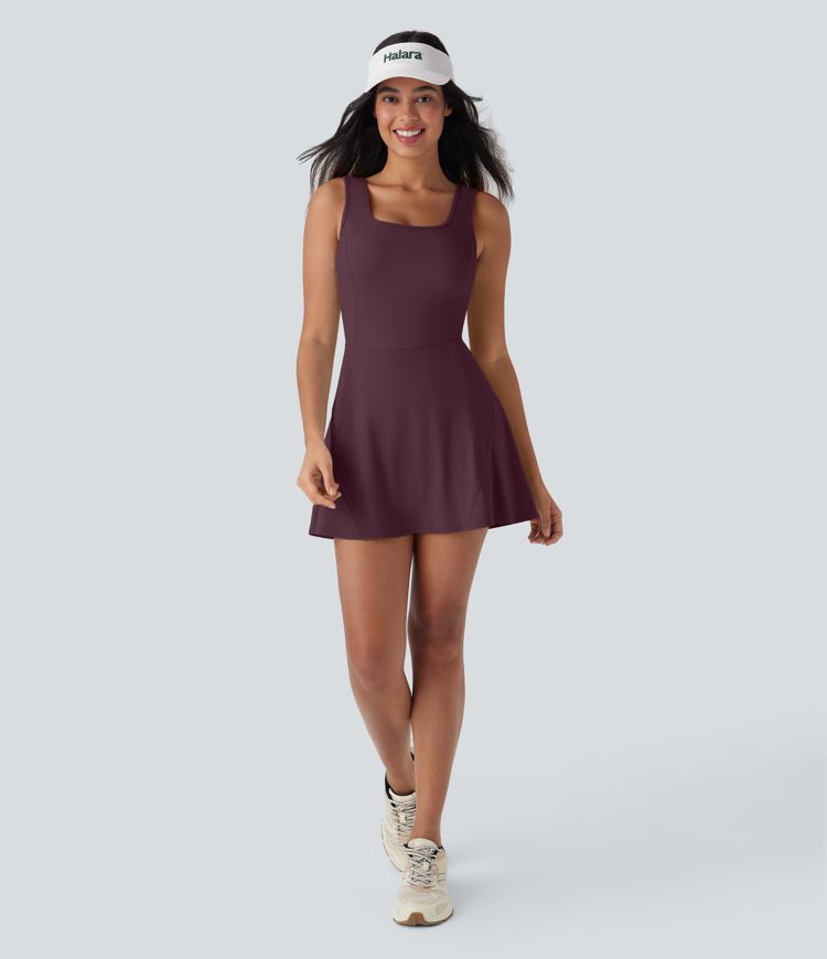 SoftlyZero™ Airy U Neck 2-in-1 Pocket Mini Cool Touch Dance Active Dress-Easy Peezy