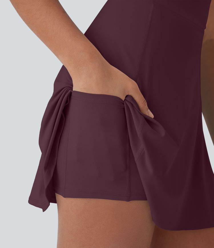SoftlyZero™ Airy U Neck 2-in-1 Pocket Mini Cool Touch Dance Active Dress-Easy Peezy
