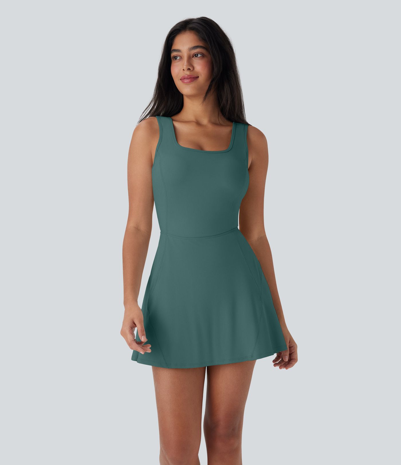 SoftlyZero™ Airy U Neck 2-in-1 Pocket Mini Cool Touch Dance Active Dress-Easy Peezy