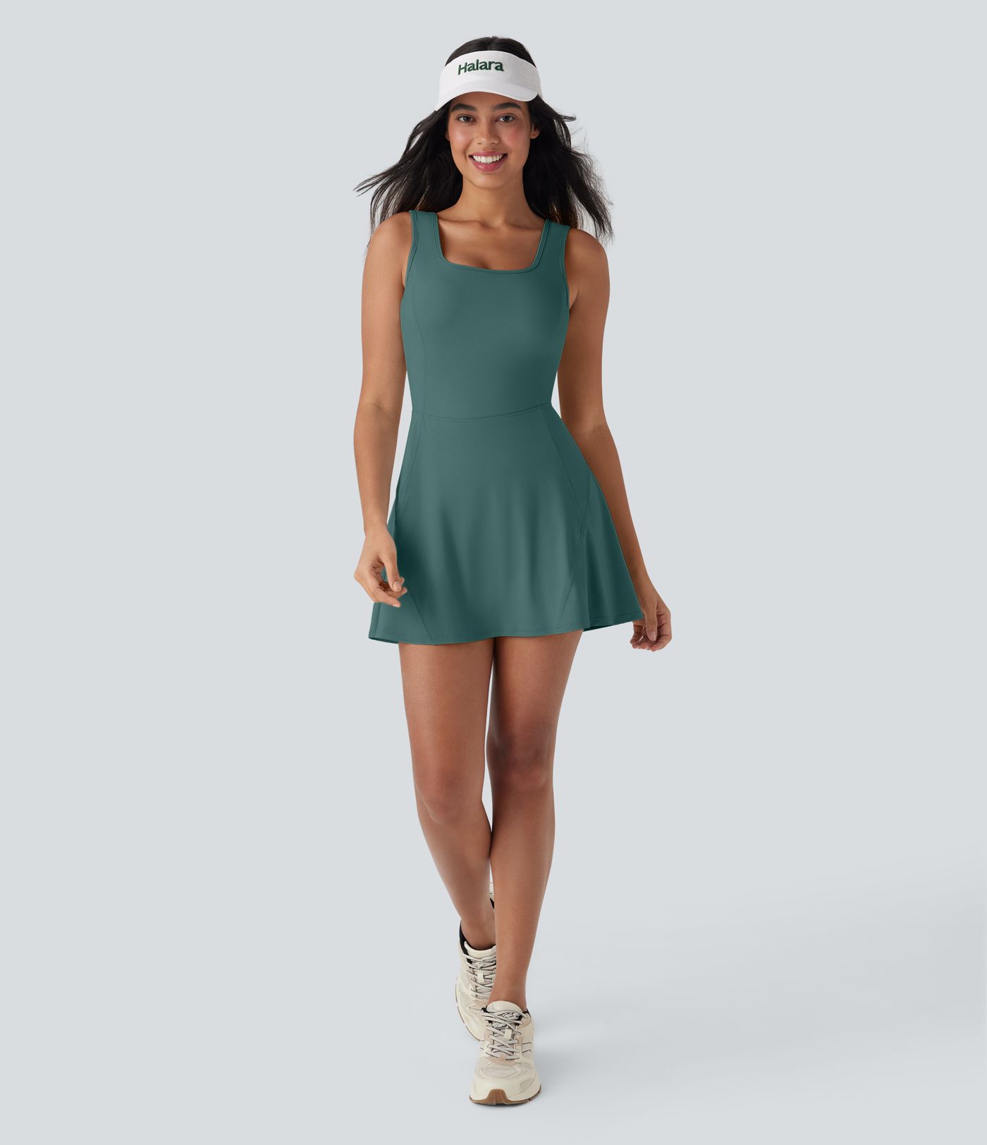 SoftlyZero™ Airy U Neck 2-in-1 Pocket Mini Cool Touch Dance Active Dress-Easy Peezy