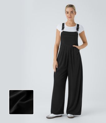 Ribbed Pockets Casual Overalls