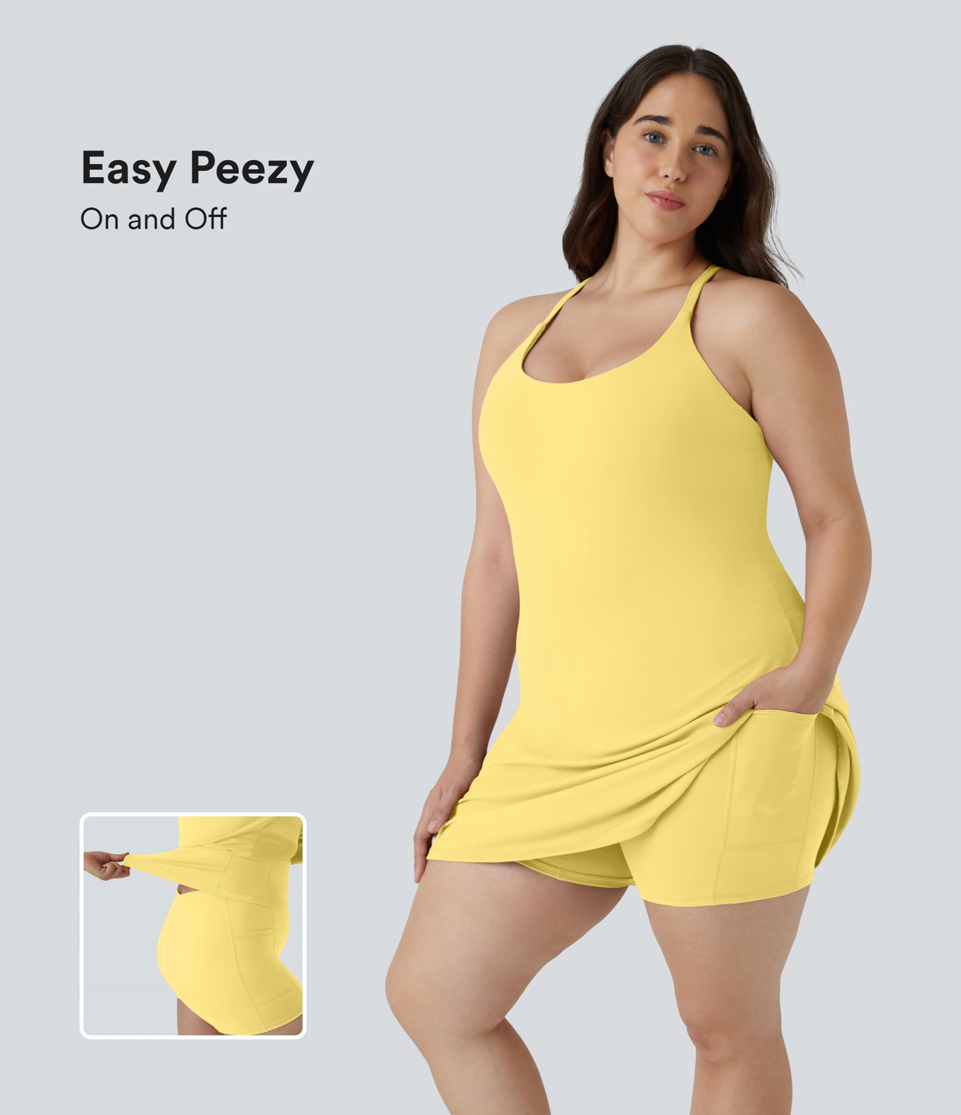 Everyday SoftlyZero™ Plush Backless 2-in-1 Flare Workout Plus Size Dress-Wannabe-Easy Peezy