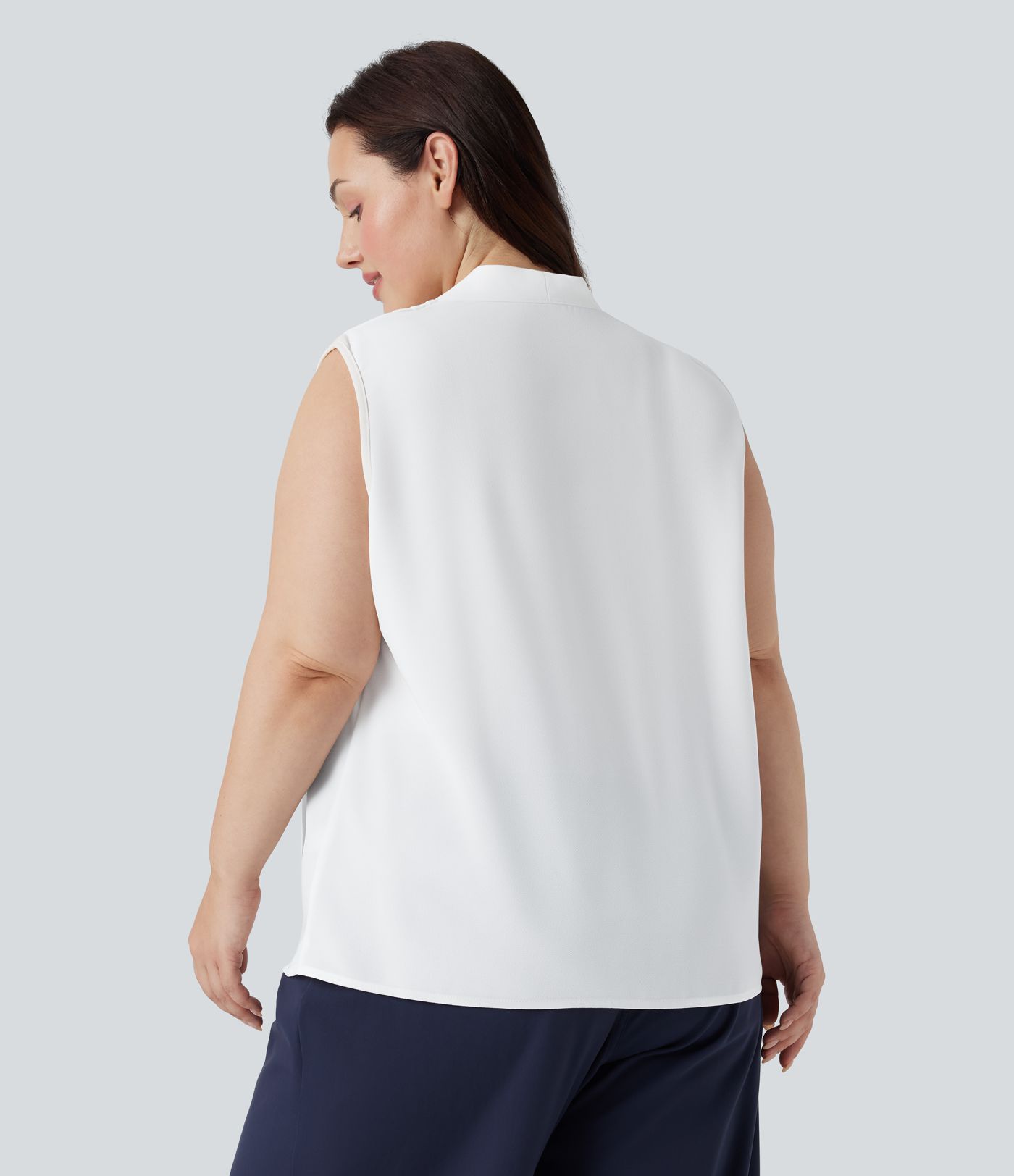 V Neck Sleeveless Work Plus Size Blouse