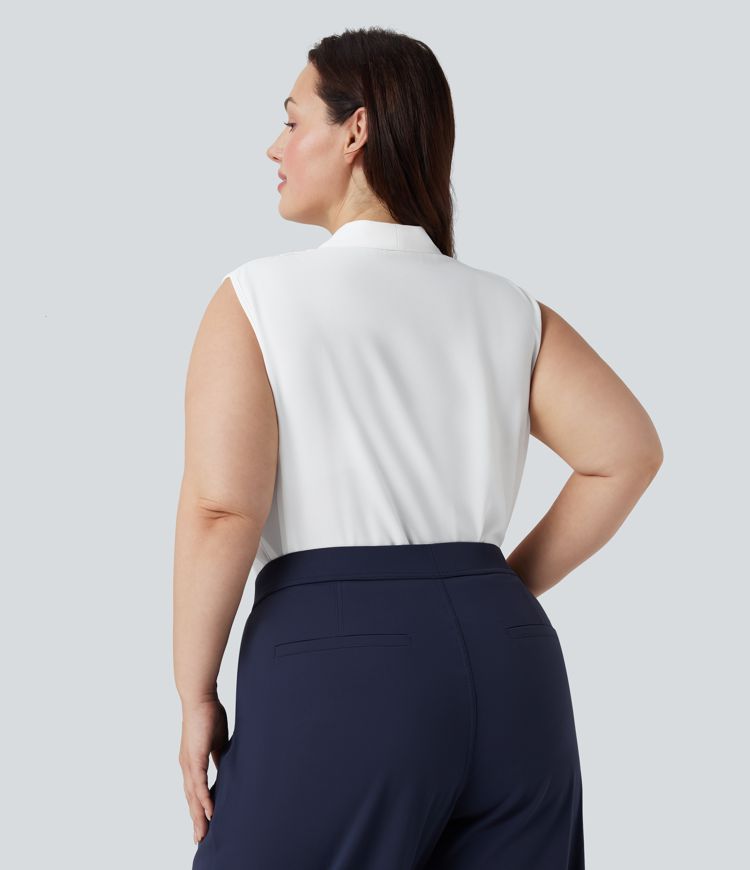 V Neck Sleeveless Work Plus Size Blouse