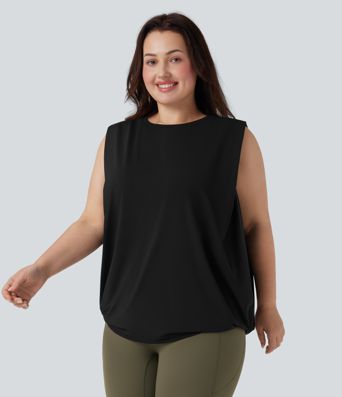Plus Size Round Neck Cool Touch Yoga Tank Top-UPF50+