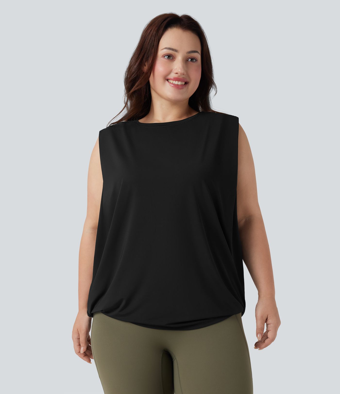 Plus Size Round Neck Cool Touch Yoga Tank Top-UPF50+