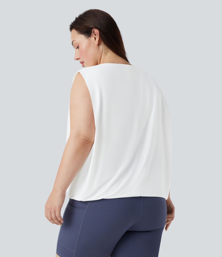Plus Size Round Neck Cool Touch Yoga Tank Top-UPF50+