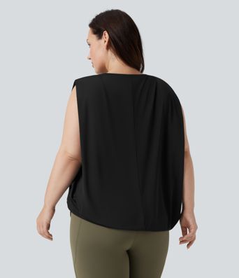 Plus Size Round Neck Cool Touch Yoga Tank Top-UPF50+