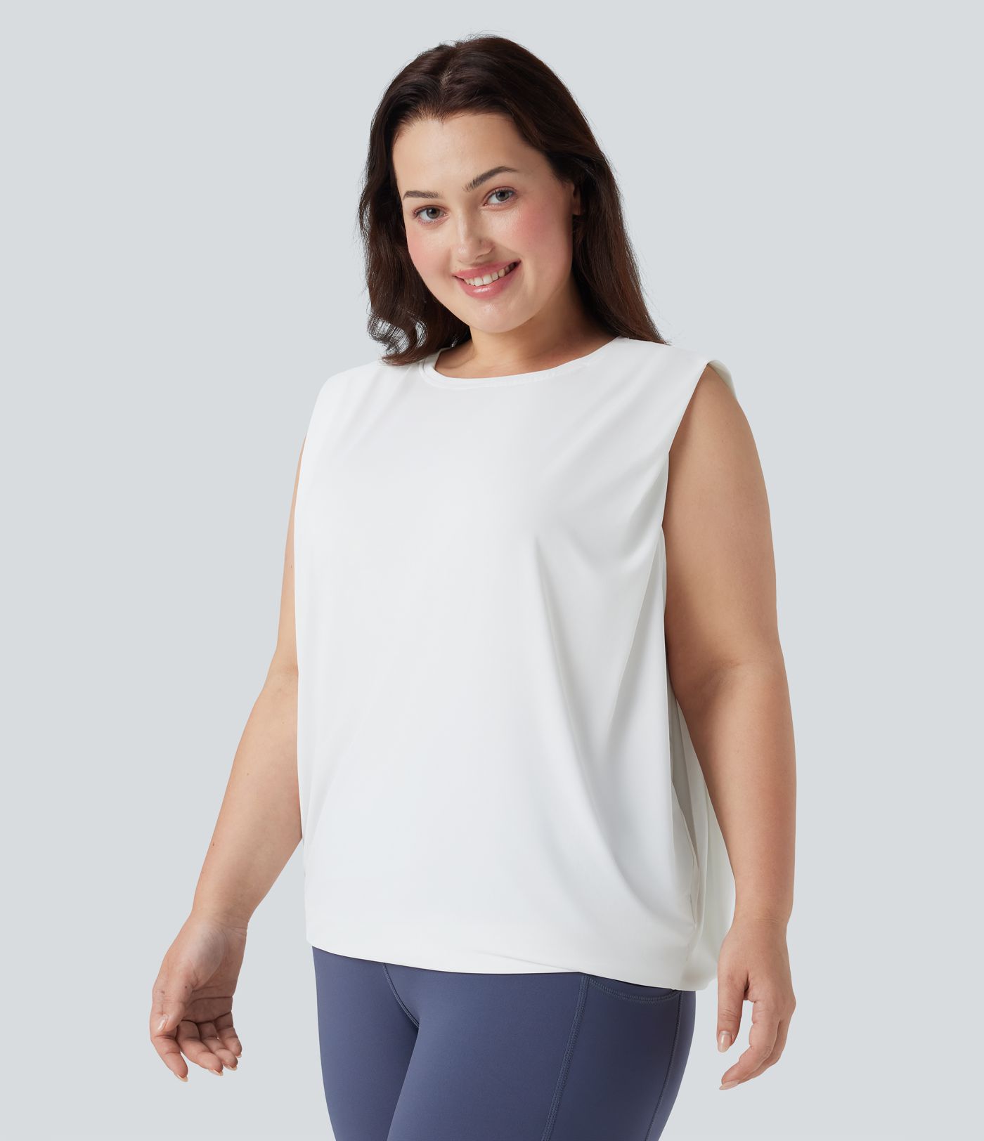 Plus Size Round Neck Cool Touch Yoga Tank Top-UPF50+