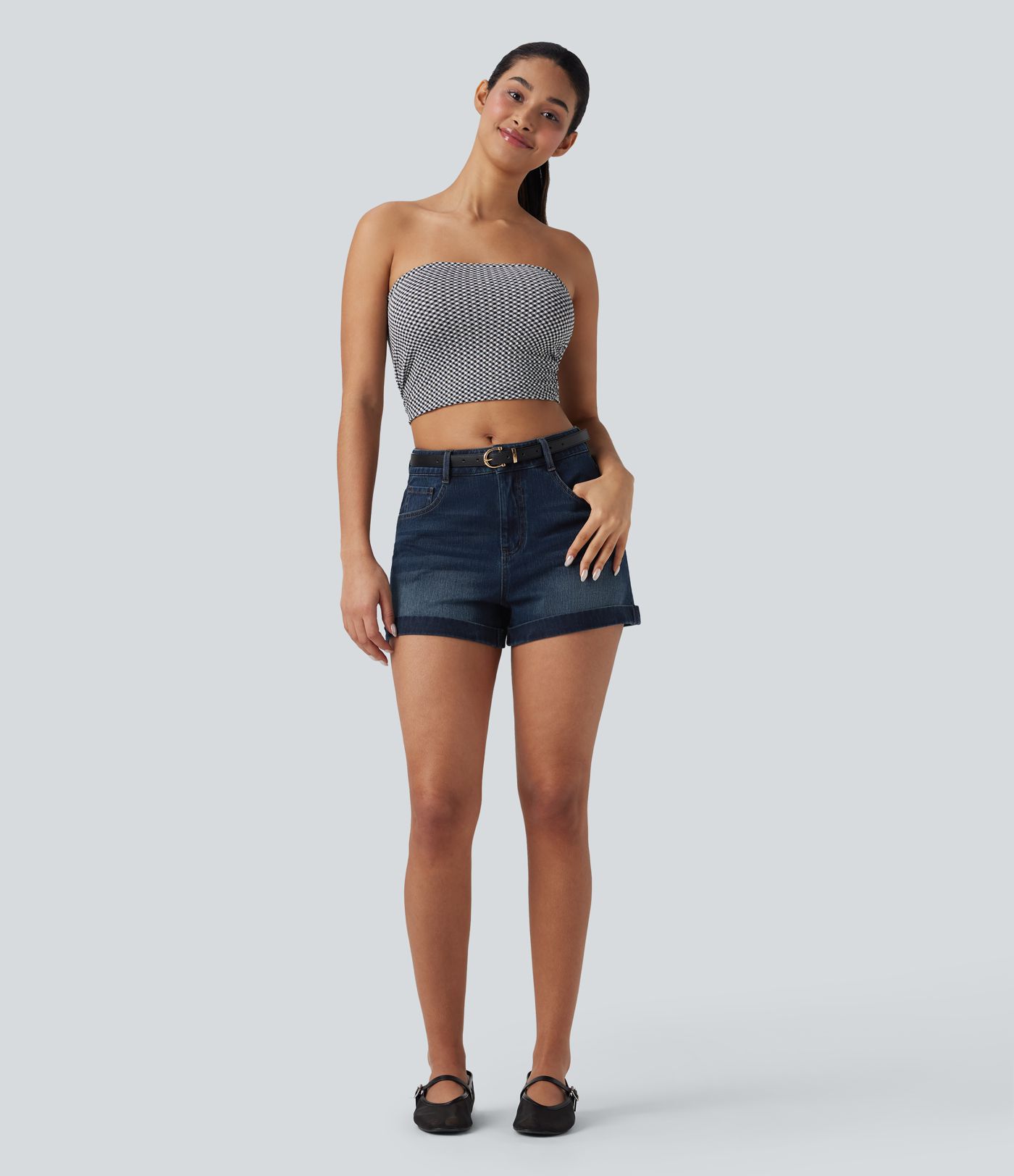 Halara Flex™ Mid Rise Zipper Pockets Denim Women Mini Casual Shorts 3''