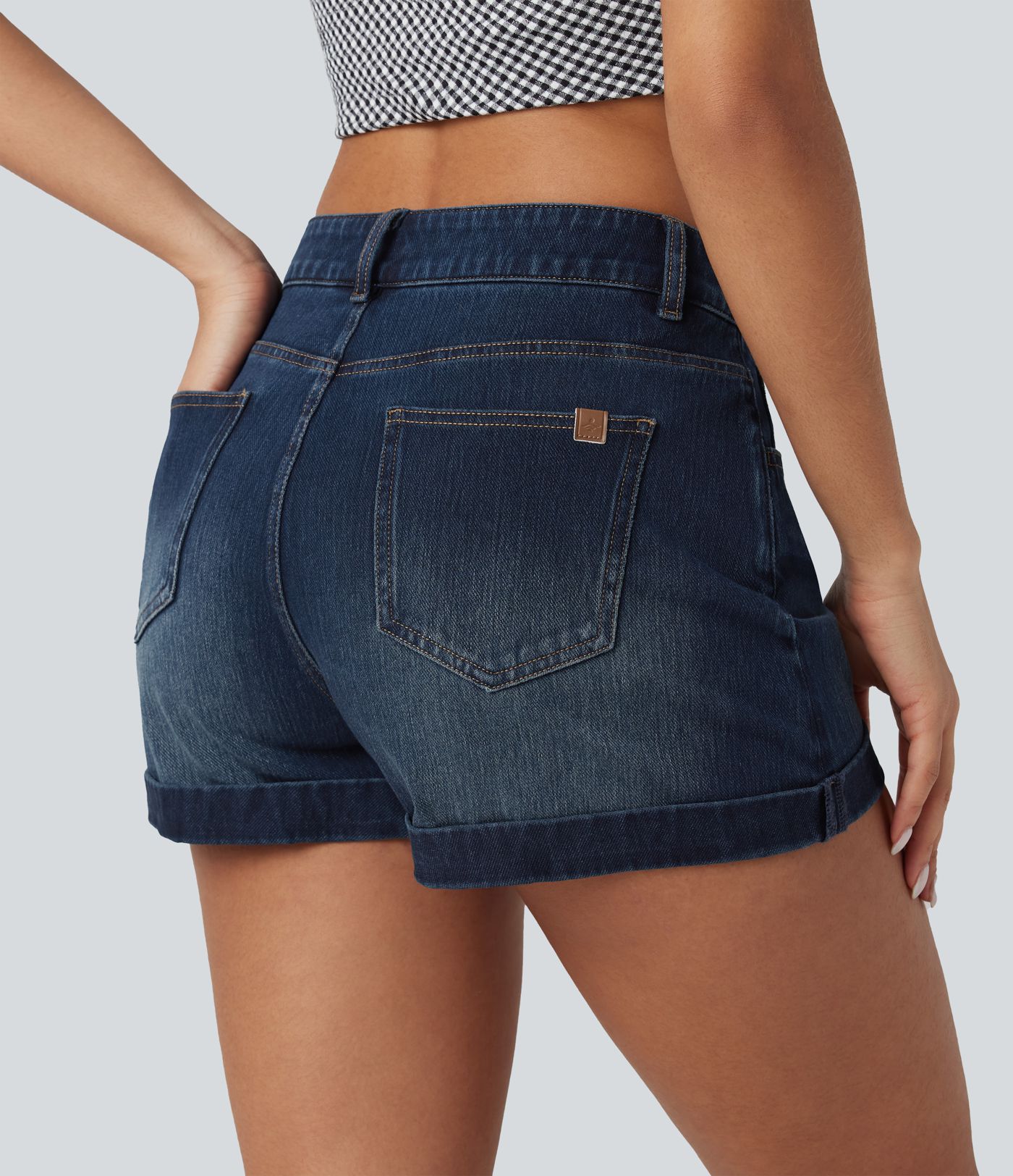 Halara Flex™ Mid Rise Zipper Pockets Denim Women Mini Casual Shorts 3''