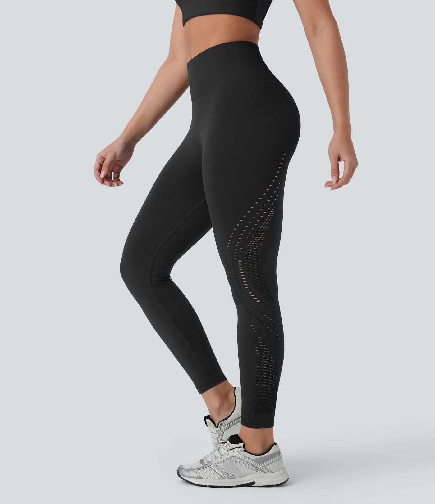Seamless Flow High Waisted Perforated 7/8 Yoga Leggings