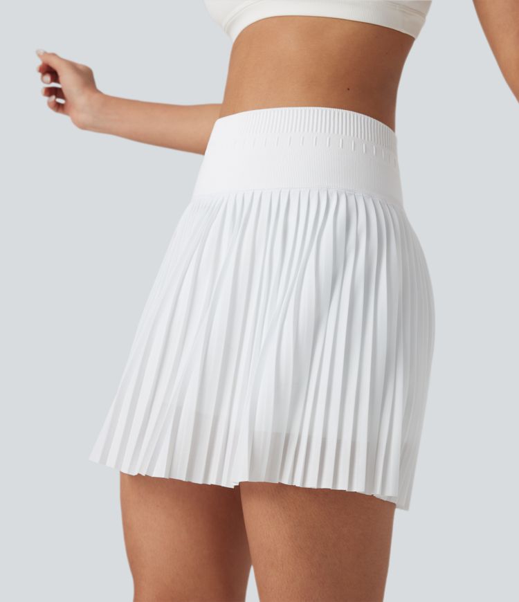 OneForm Seamless Flow High Waisted 2-in-1 Pleated Mini Tennis Skirt with Pockets