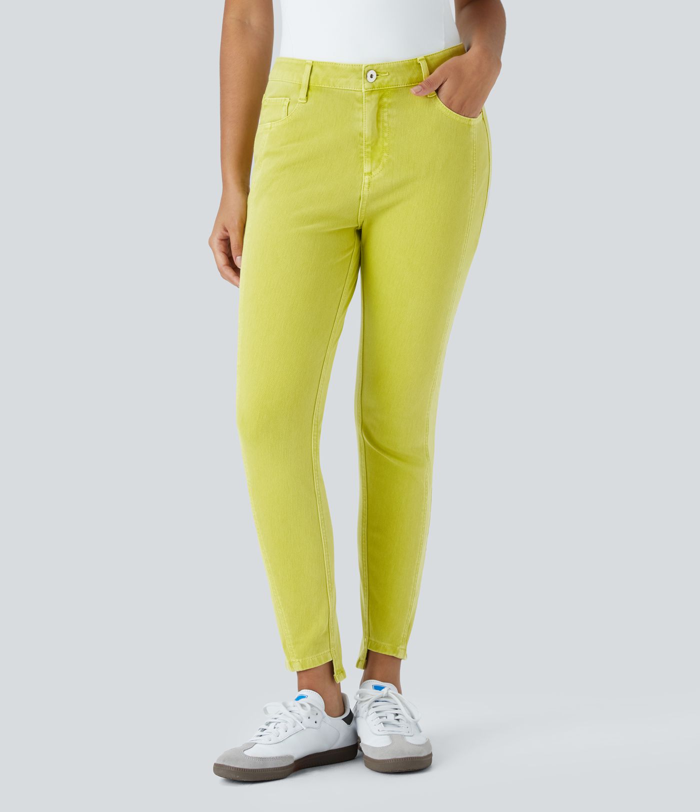 Halara Flex™ Mid Rise Zipper Pockets Colorful Casual Skinny Jeans