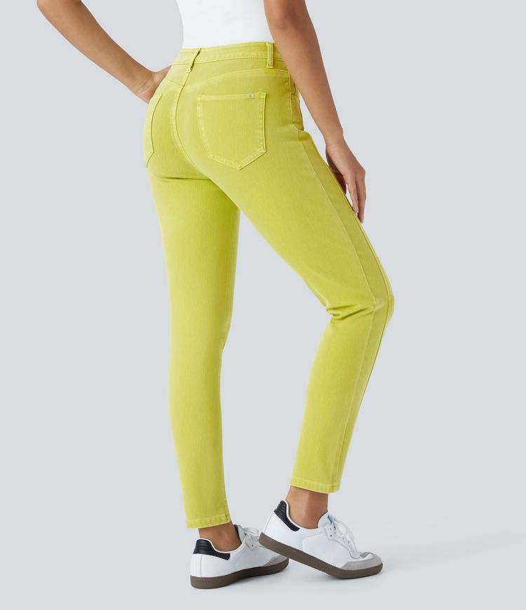 Halara Flex™ Mid Rise Zipper Pockets Colorful Casual Skinny Jeans