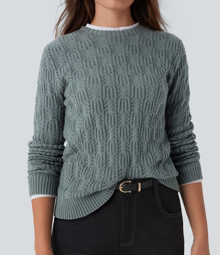 Suéter casual de manga larga y cuello redondo