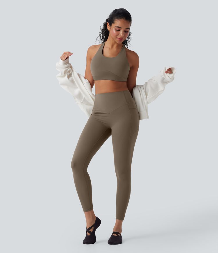 Halara UltraSculpt™ SoCinched Hohe Taille Bauchkontrolle Po-Lifting Geraffte Taschen Formende Yoga-Leggings