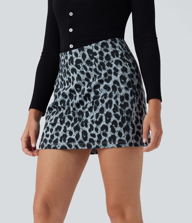 Halara UltraSculpt™ Leopard Print Mid Rise 2-in-1 Bodycon Mini Casual Skirt