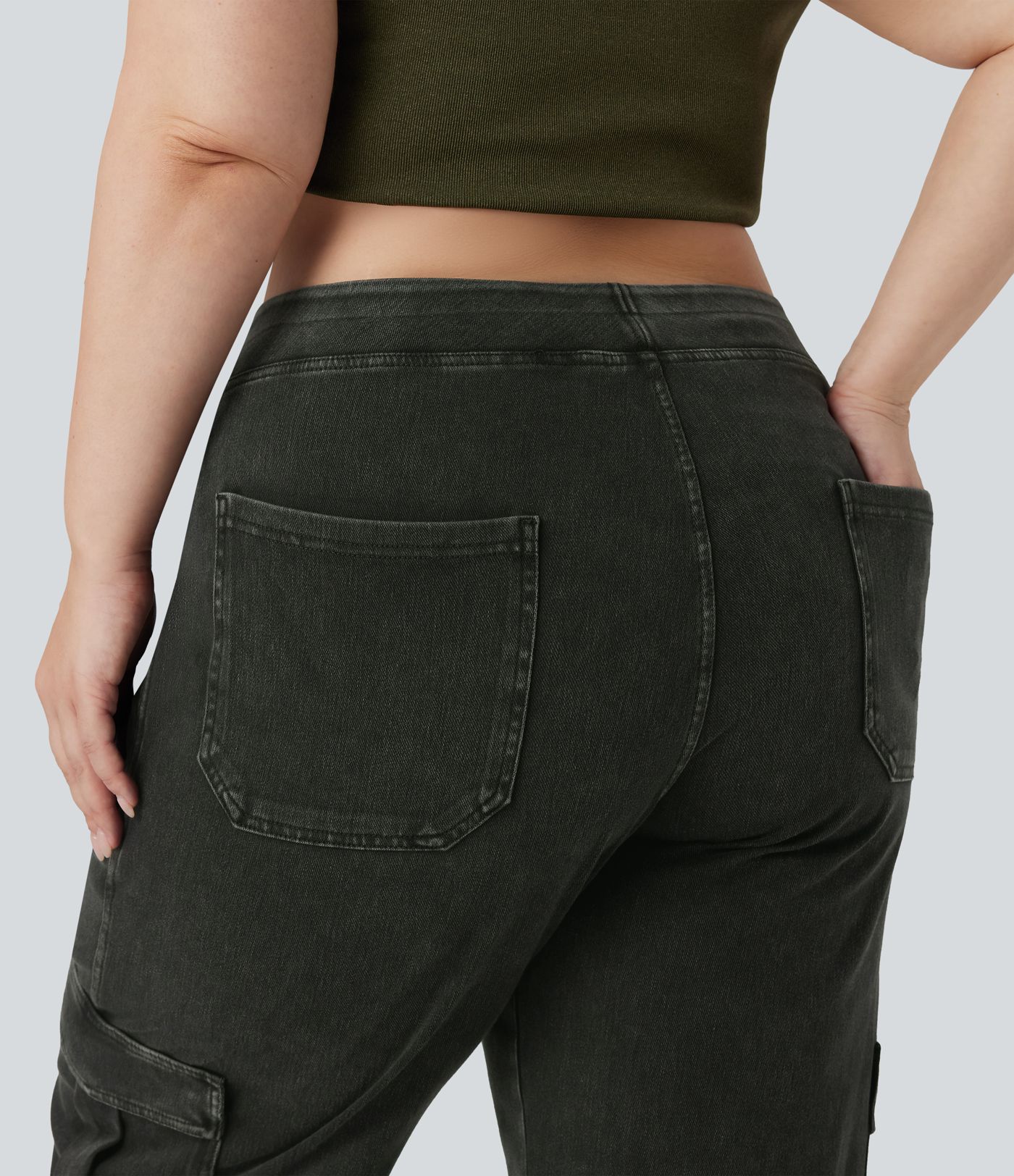 Halara Flex™ Mid Rise Pockets Straight Leg Plus Size Casual Cargo Jeans Halara Flex™ Mid Rise Pockets Straight Leg Plus Size Casual Cargo Jeans
