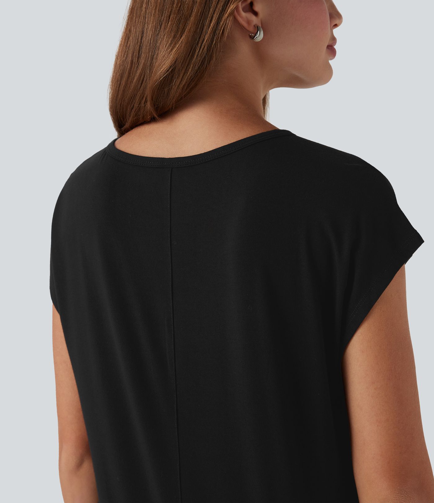 V Neck Short Sleeve Women Casual Crop T-Shirt