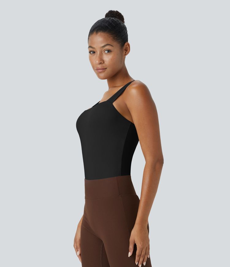 Body Softlyzero™ Plush yoga ajustado botón presión cuello cuadrado sin mangas