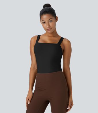 Body Softlyzero™ Plush yoga ajustado botón presión cuello cuadrado sin mangas