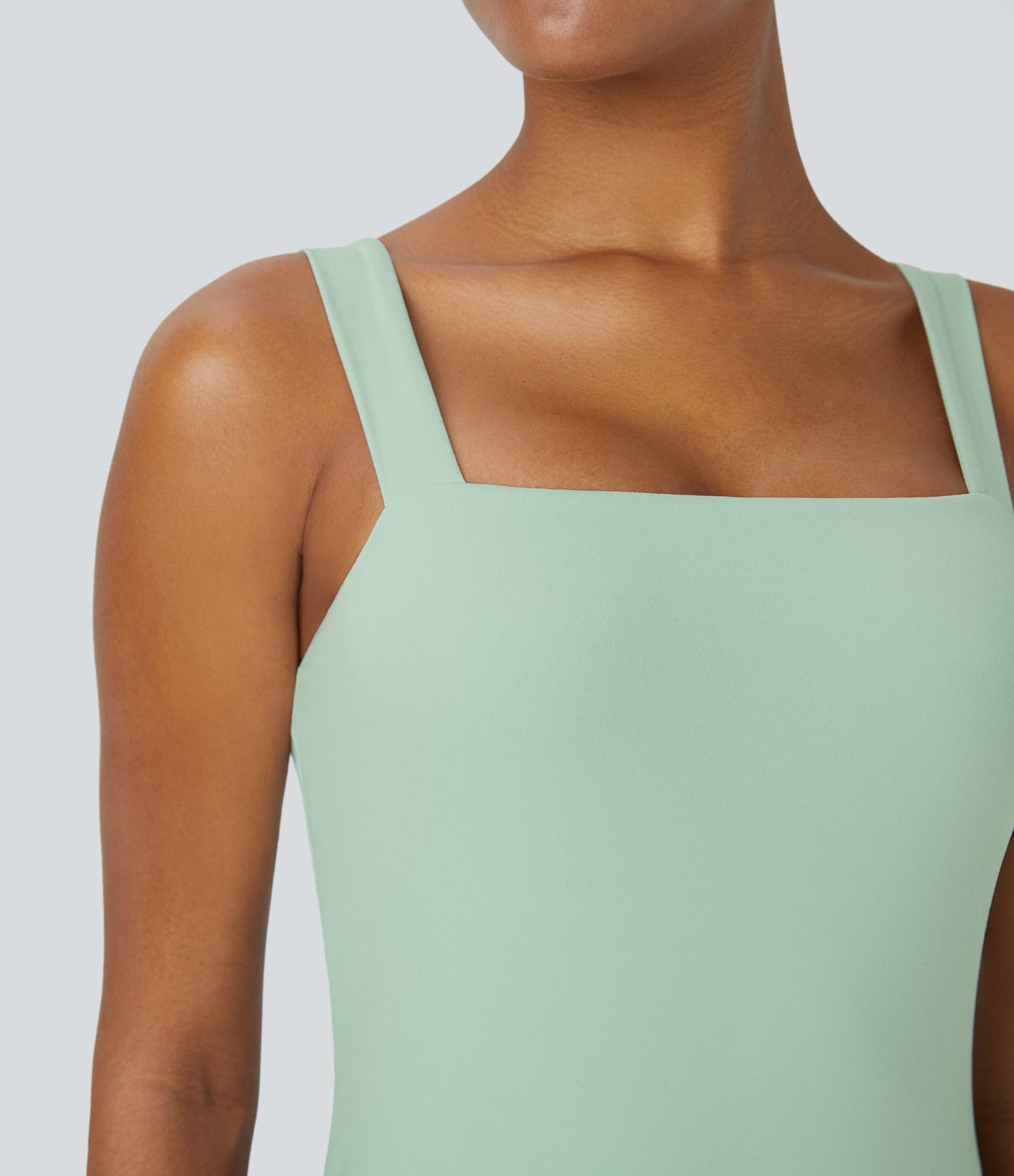 Softlyzero™ Plush, schmaler Yoga-Bodysuit mit quadratischem Ausschnitt, ärmellos, mit Druckknöpfen