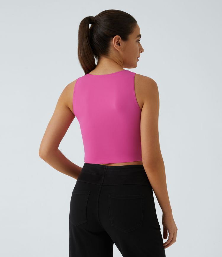 Chaleco Softlyzero™ Airy tacto fresco hebilla decorativa cruzada cuello V profundo UPF50+