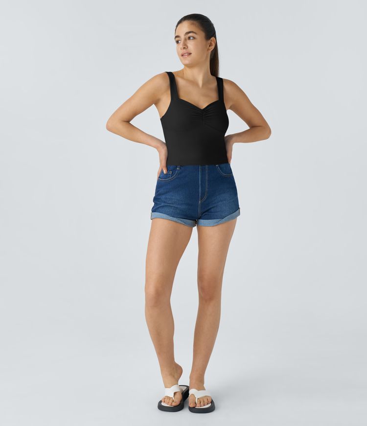 SoftlyZero™ Airy Sweetheart Neck Ruched Skinny  Casual Tank Vest Top-UPF50+