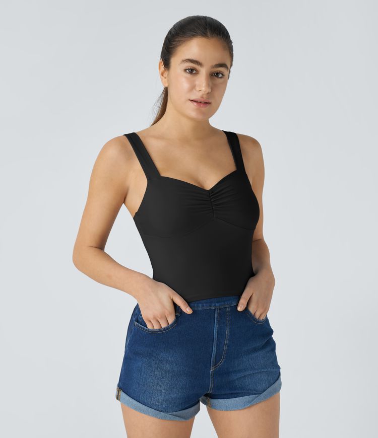 SoftlyZero™ Airy Sweetheart Neck Ruched Skinny  Casual Tank Vest Top-UPF50+