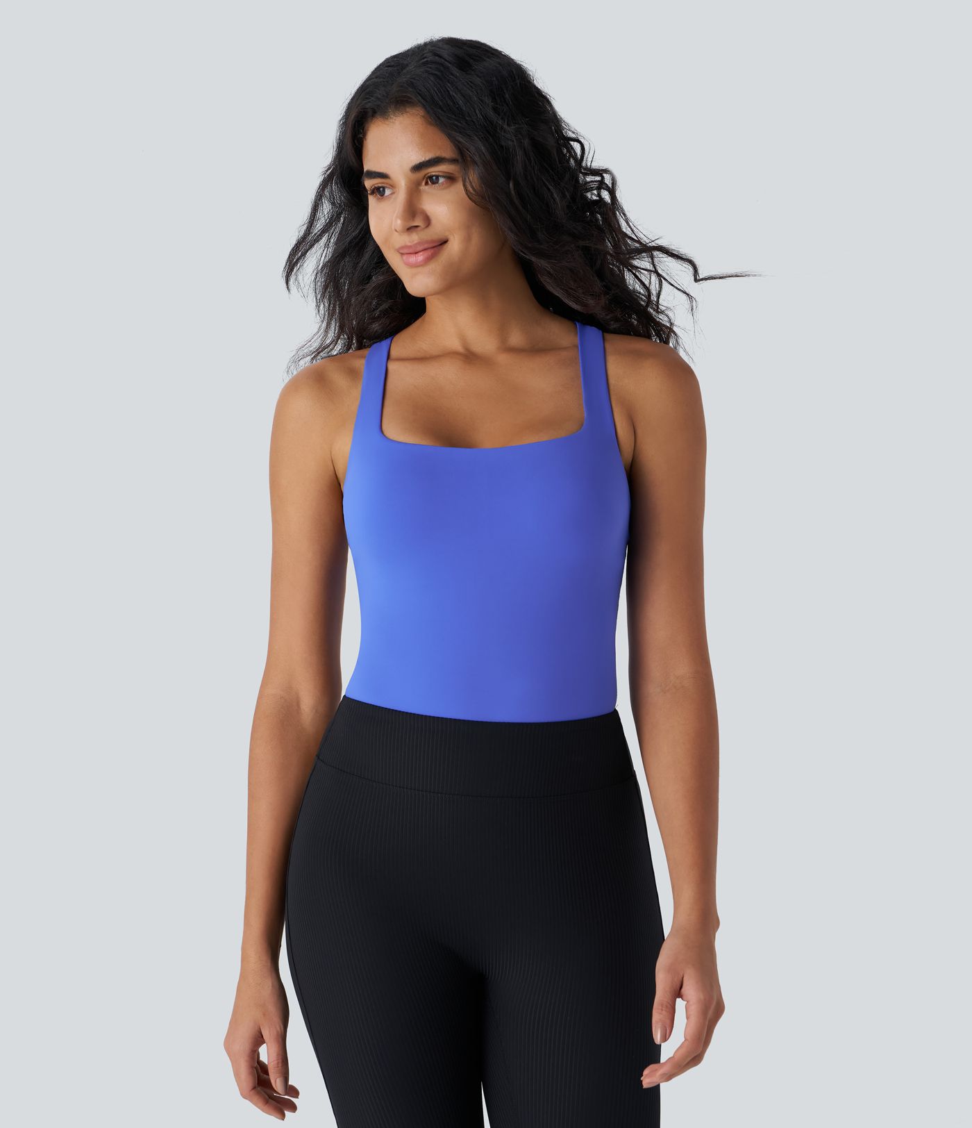 SoftlyZero™ Airy Square Neck  Yoga Bodysuit-UPF50+