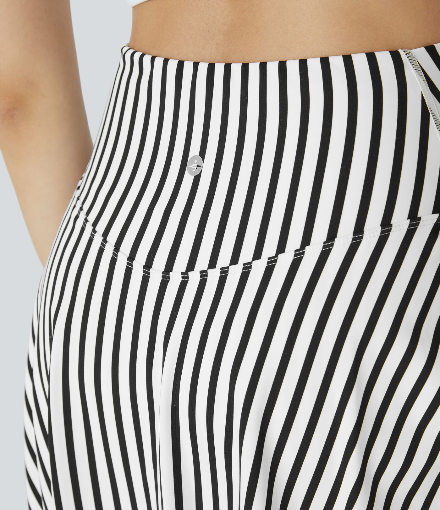 High Waisted Crossover 2-in-1 Side Pocket Striped Mini Tennis Skirt