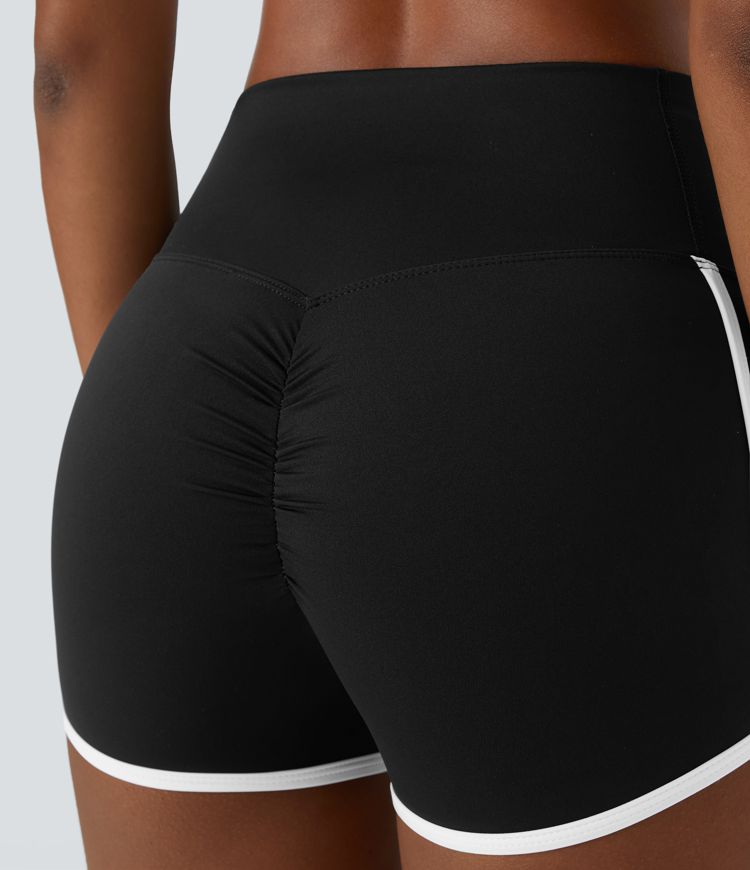 SoftlyZero™ Airy High Waisted Crossover Color Block Butt Lifting Cool Touch Shorts 2.5''-UPF50+