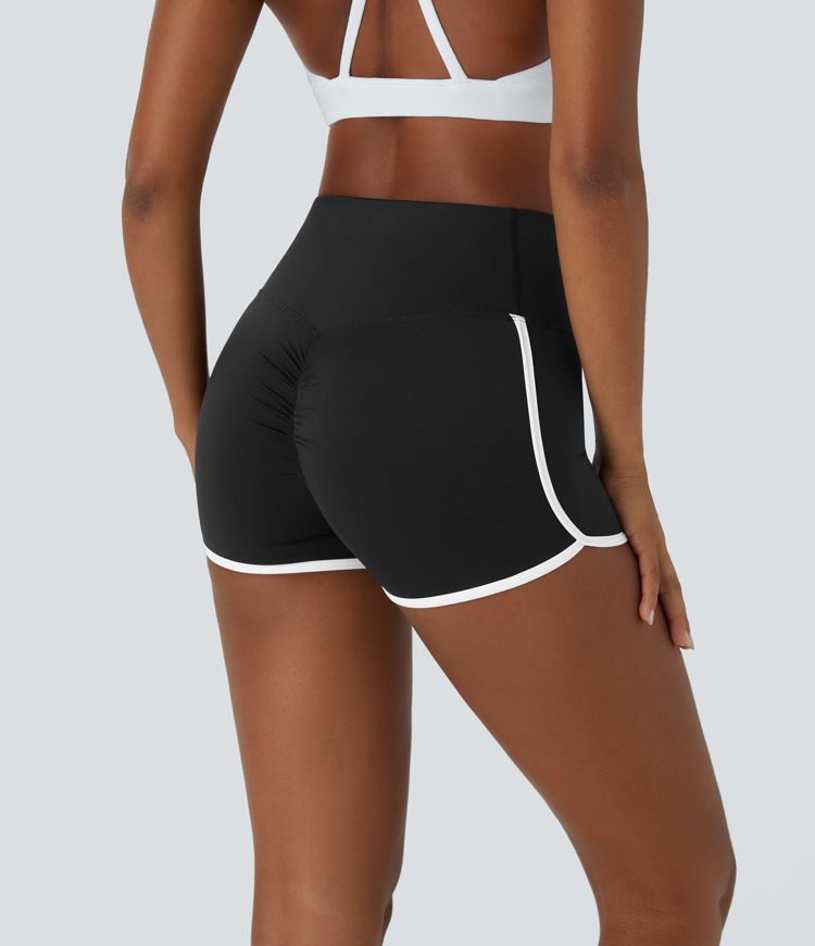 SoftlyZero™ Airy High Waisted Crossover Color Block Butt Lifting Cool Touch Shorts 2.5''-UPF50+