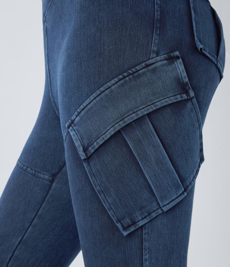 Halara Flex™ High Waisted Cargo Pocket Skinny Stretchy Knit Denim Casual Leggings