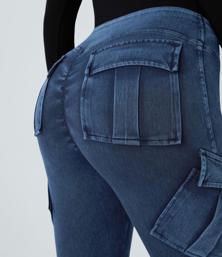Halara Flex™ High Waisted Cargo Pocket Skinny Stretchy Knit Denim Casual Leggings