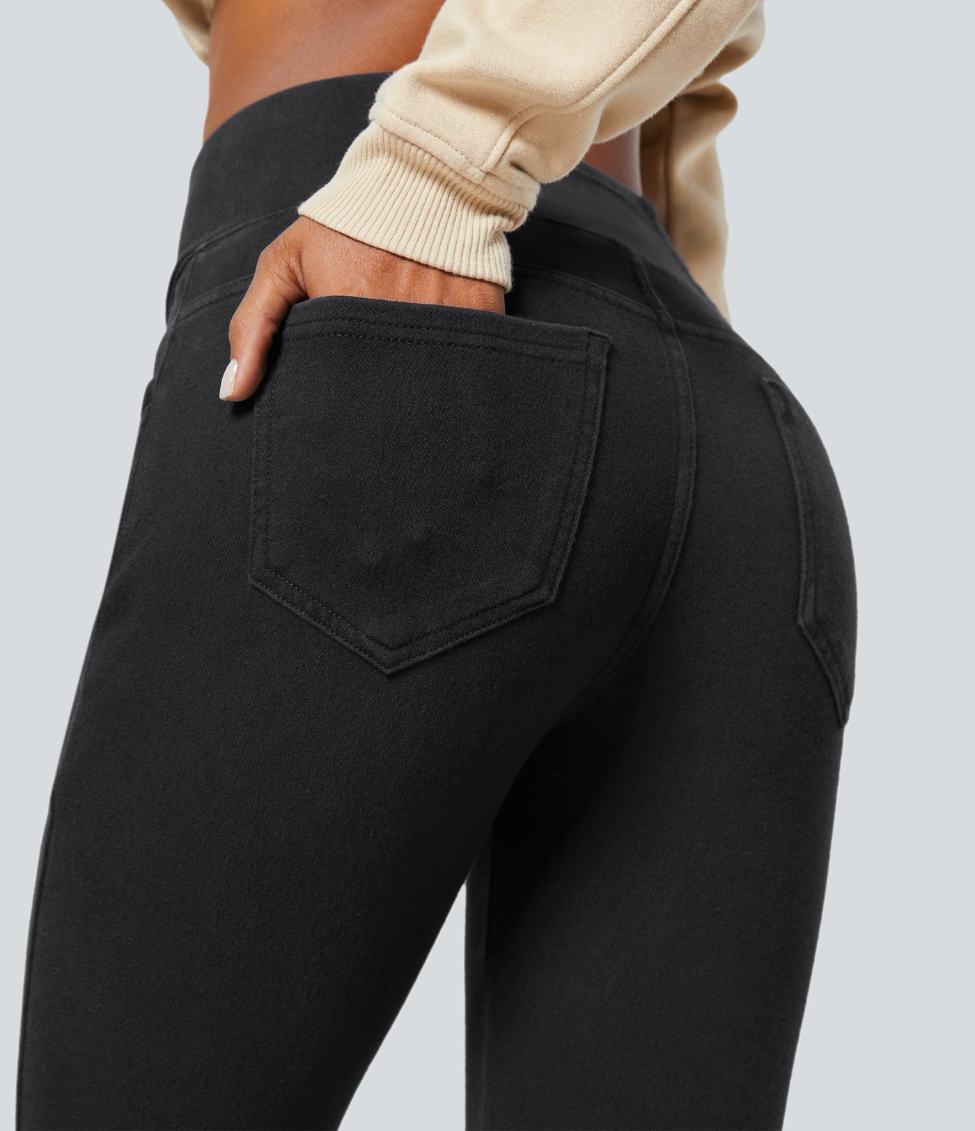 Halara Flex™ Leggings mezclilla elástica polar cintura cruzada tiro alto 7/8
