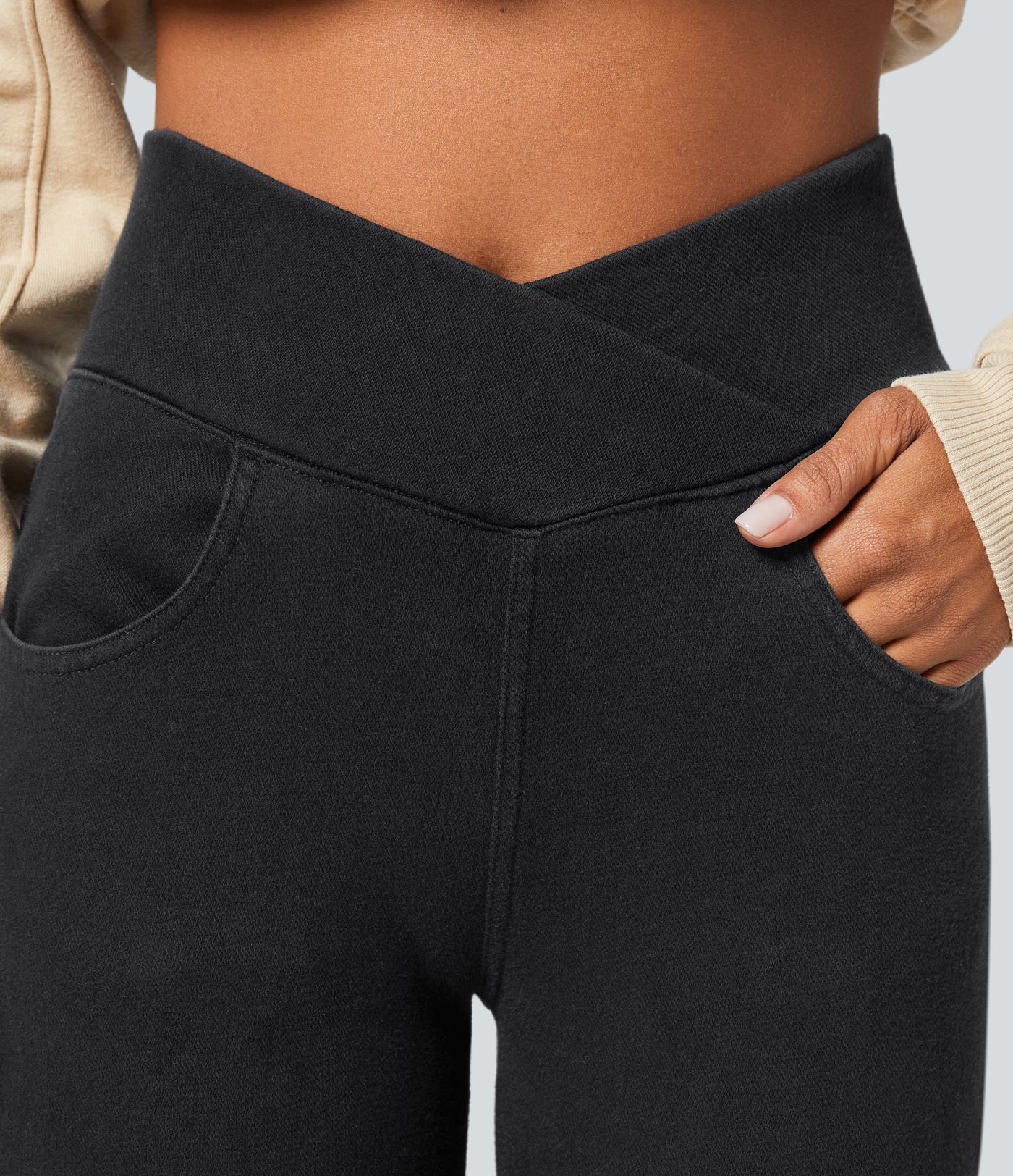 Halara Flex™ Leggings mezclilla elástica polar cintura cruzada tiro alto 7/8