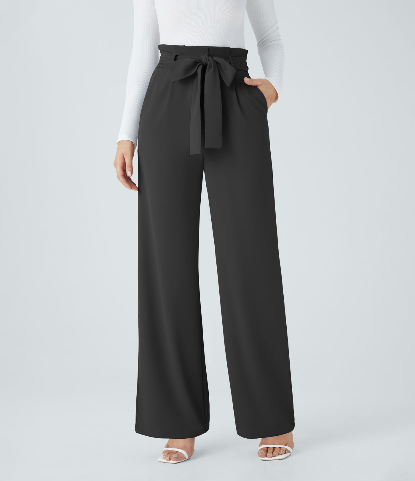 Halara Flex™ Paper Bag High Waisted Belted Pocket Wide Leg Work Pants