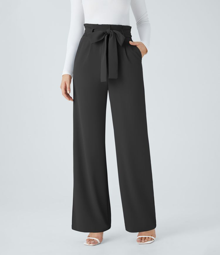 Halara Flex™ Paper Bag High Waisted Belted Pocket Wide Leg Work Pants