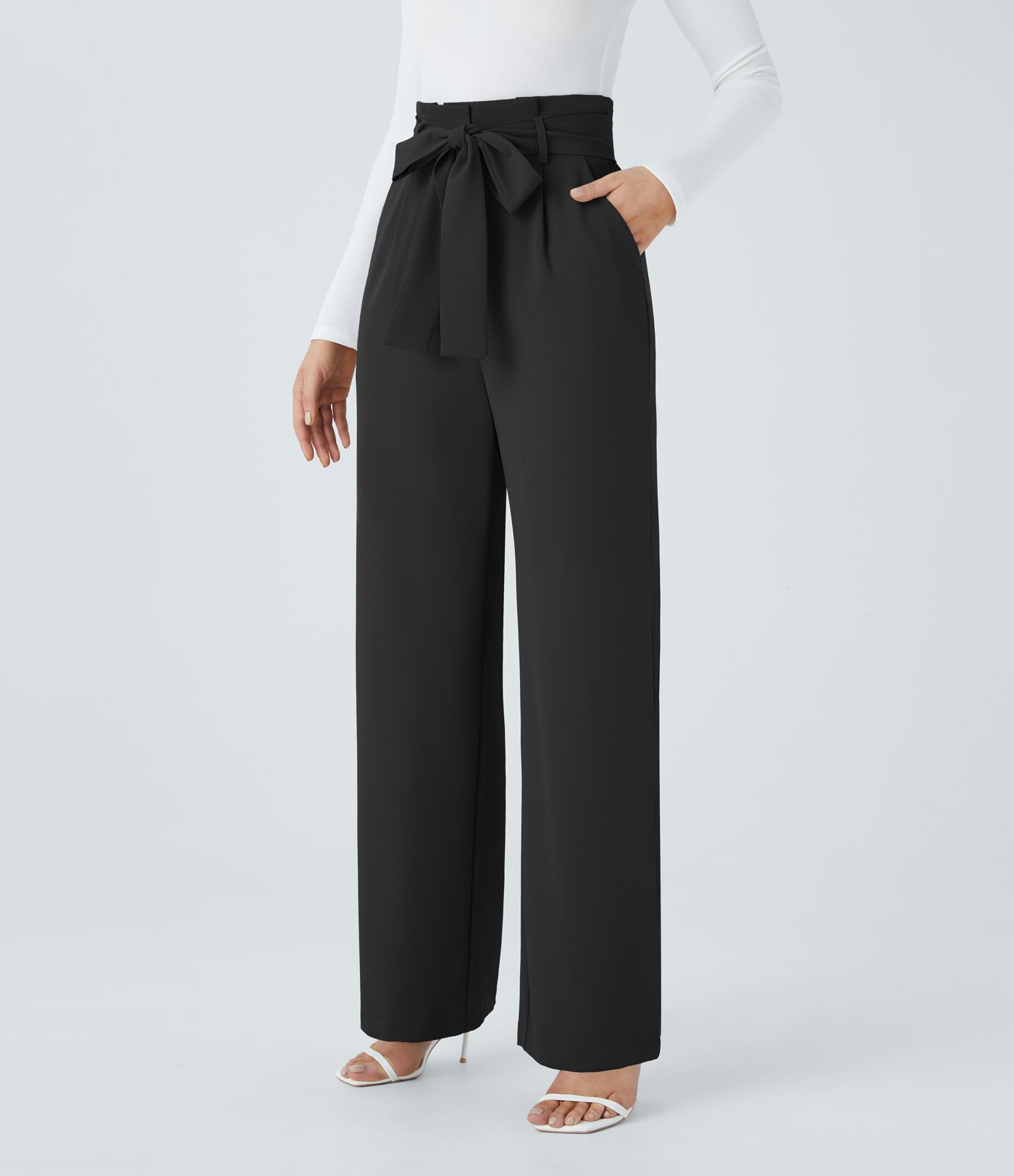 Halara Flex™ Paper Bag High Waisted Belted Pocket Wide Leg Work Pants